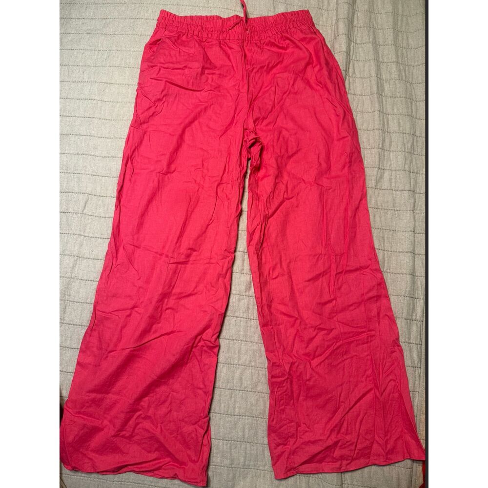 Express Linen-Blend High Waisted Wide Leg Pull On Pant